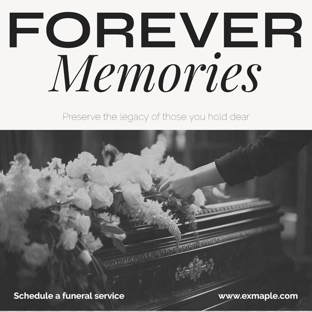 Funeral service Facebook post template, editable design