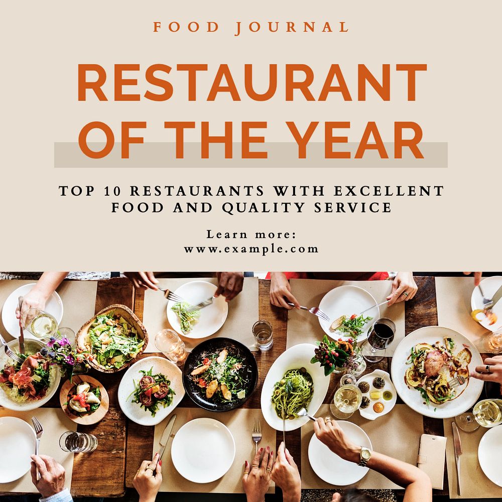 Restaurant of the year Facebook post template, editable design