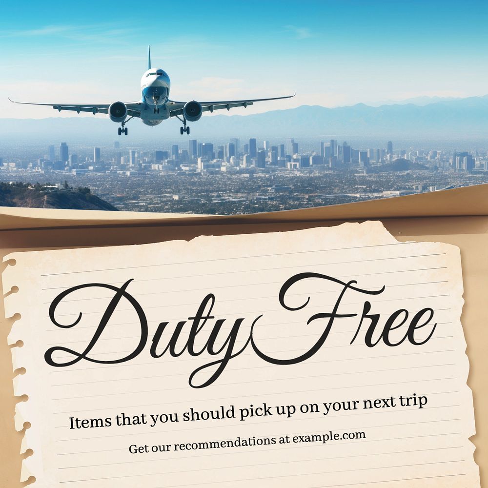 Duty free Facebook post template, editable design