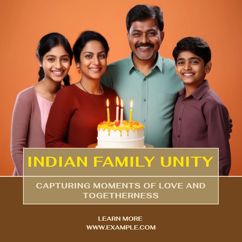 Indian family Facebook post template, editable design