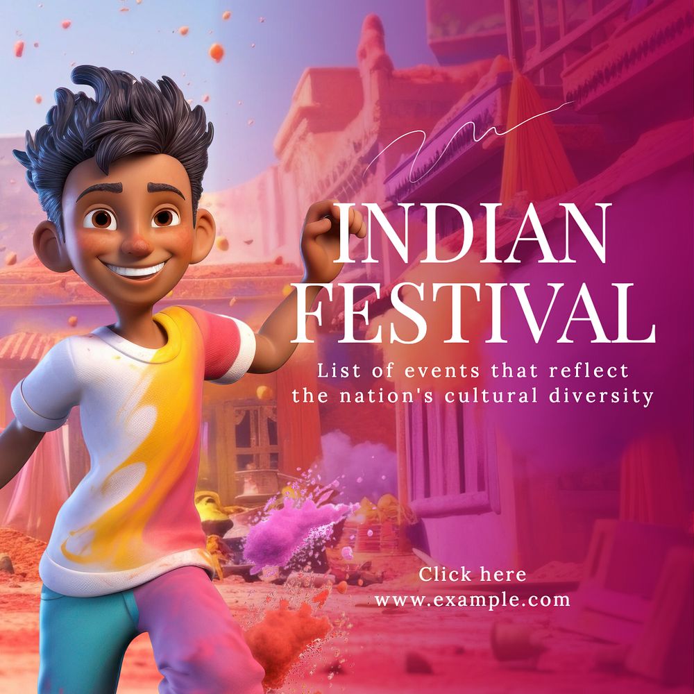 Indian festival Instagram post template, editable text