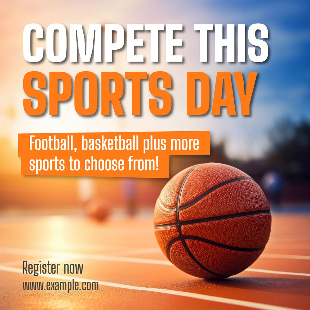 Sports day Instagram post template, editable text