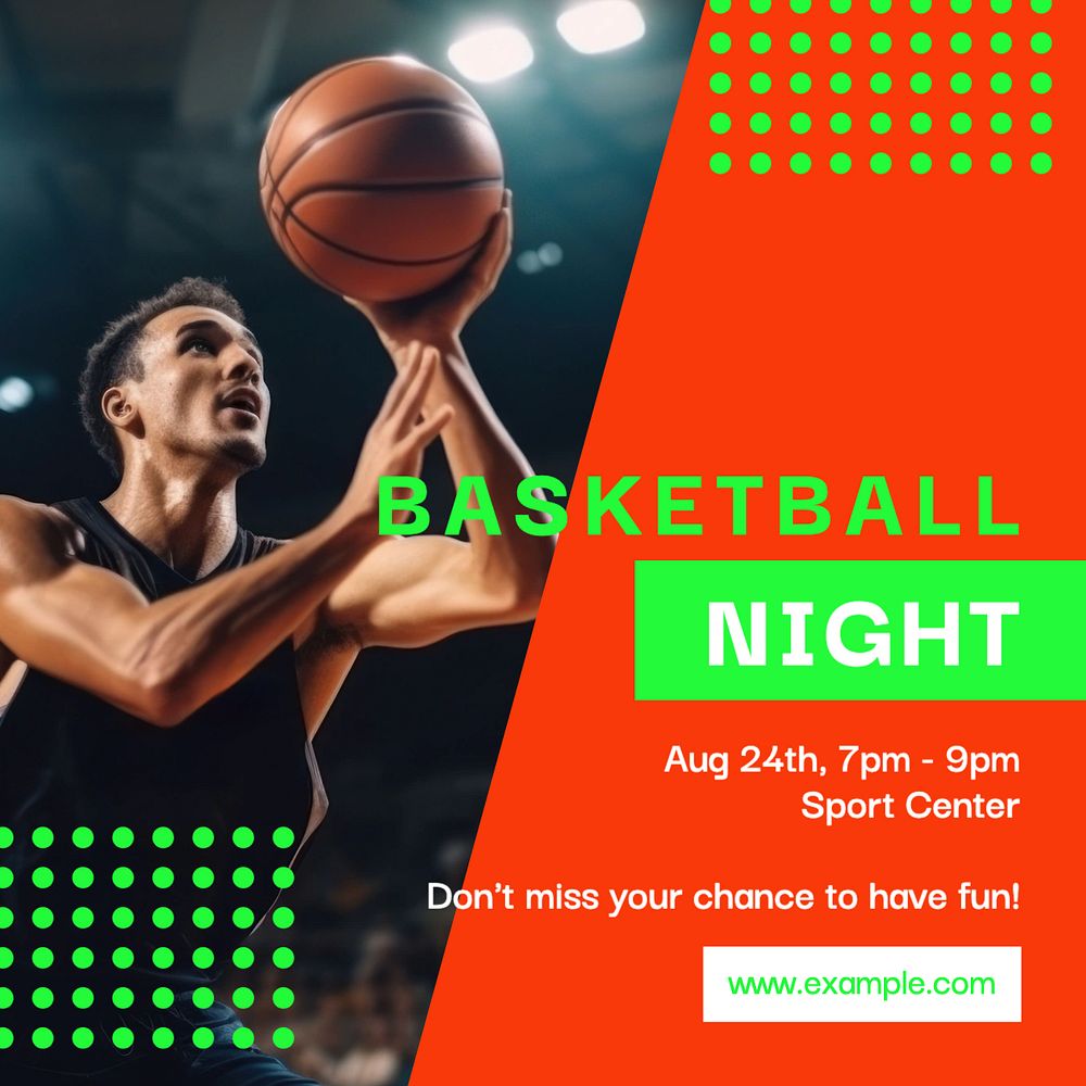 Basketball night Facebook post template, editable design