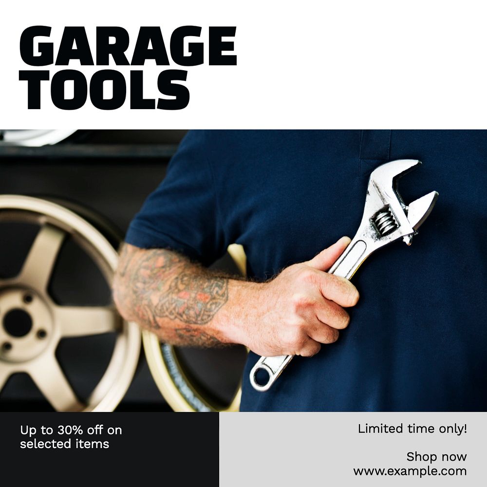 Garage tools & equipment Facebook post template, editable design