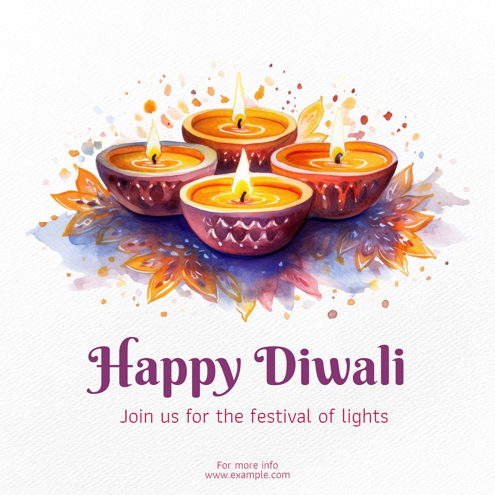 Happy Diwali Facebook post template, editable design