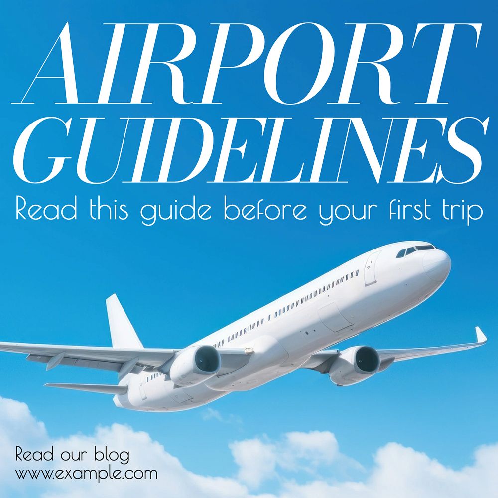 Airport guidelines Facebook post template, editable design