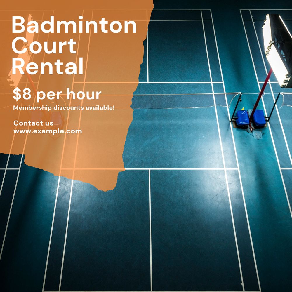 Badminton court Instagram post template, editable text