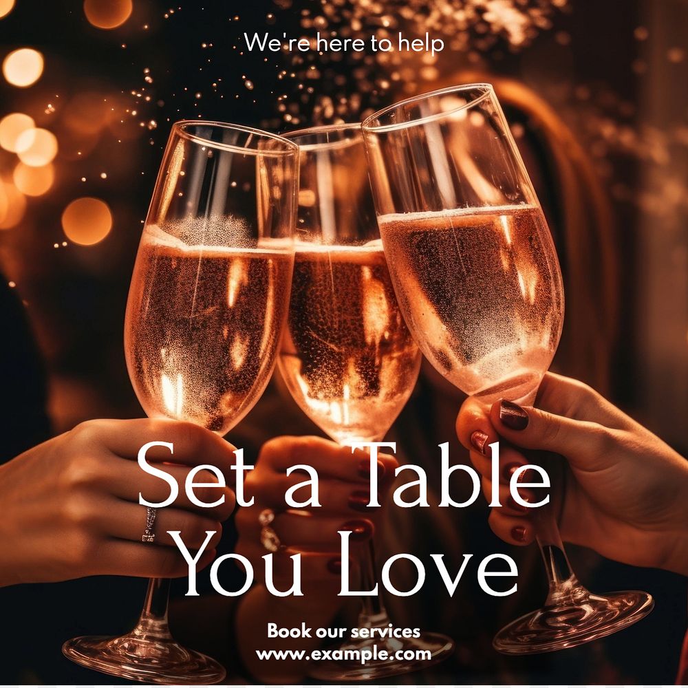 Table service Facebook post template, editable design