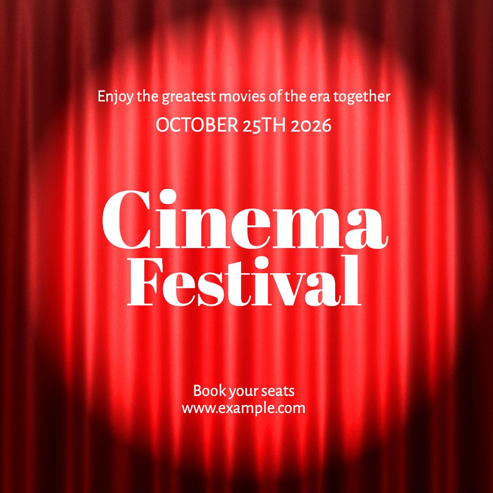 Cinema festival Instagram post template, editable text