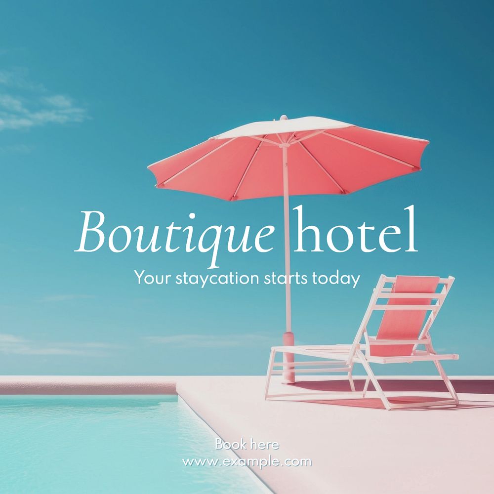 Boutique hotel Instagram post template, editable text