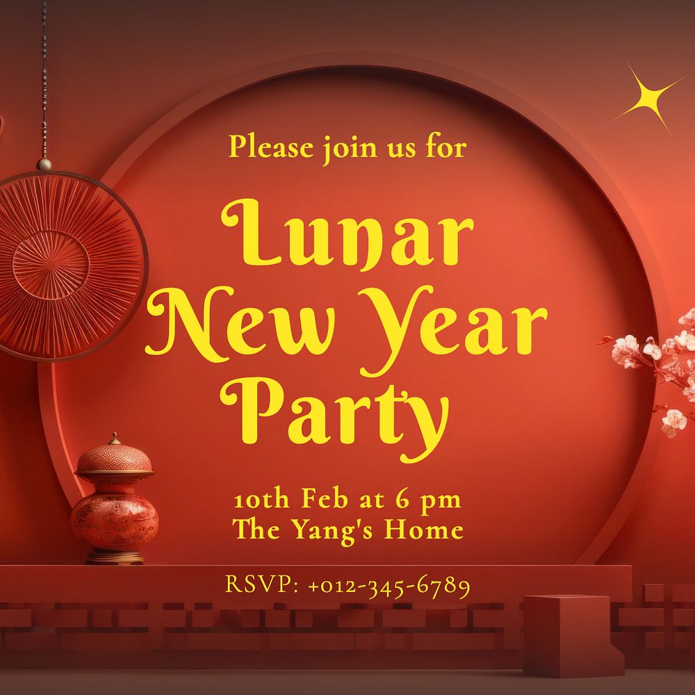 Lunar New Year Instagram post template, editable text