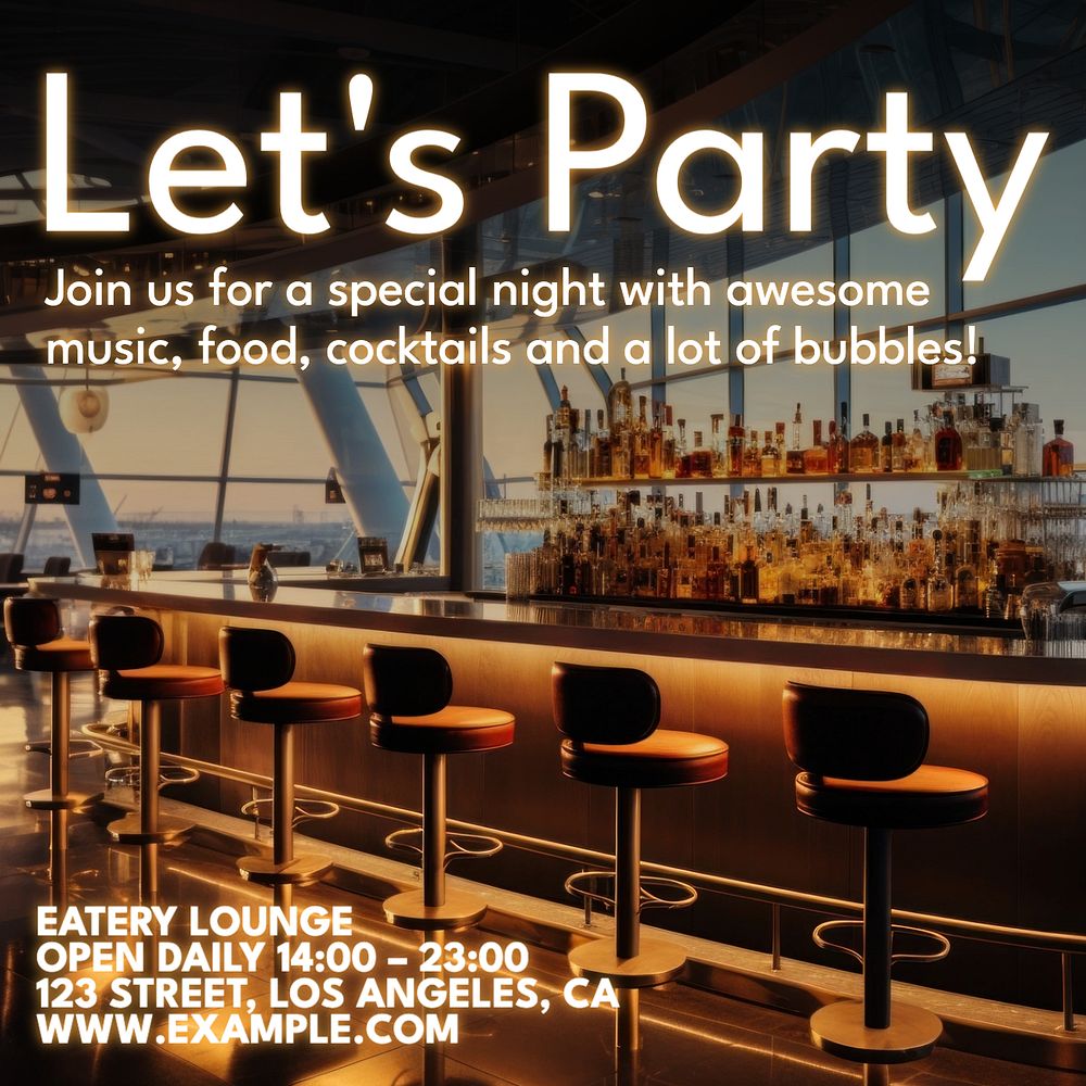 Let's party Facebook post template, editable design