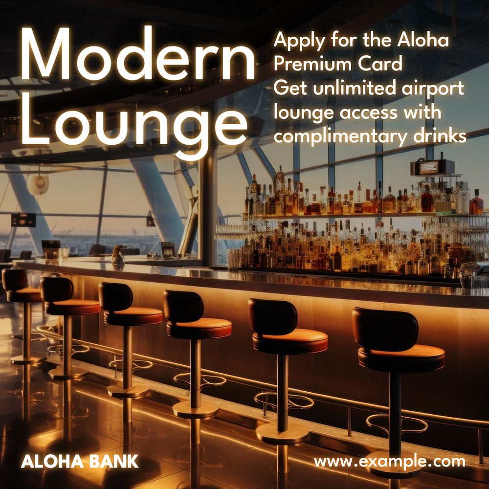 Modern lounge Facebook post template, editable design