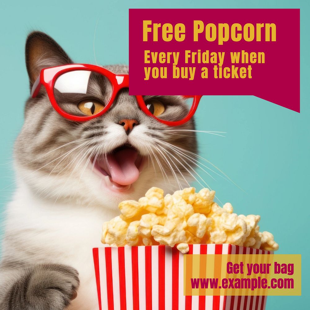 Free popcorn Instagram post template, editable text