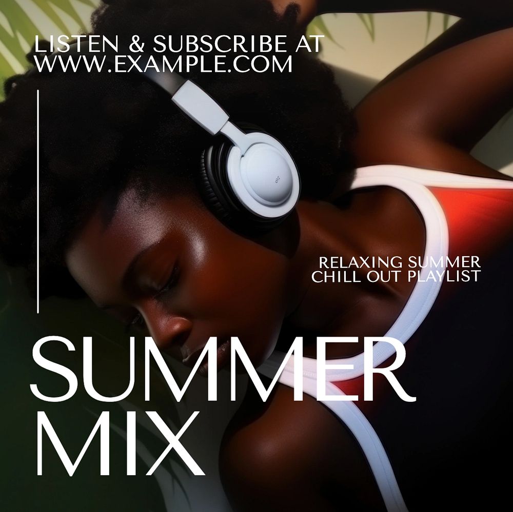 Summer mix playlist Instagram post template, editable text