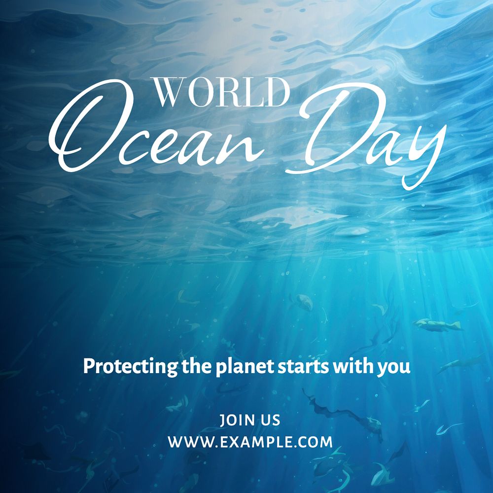 World ocean day Instagram post template, editable text