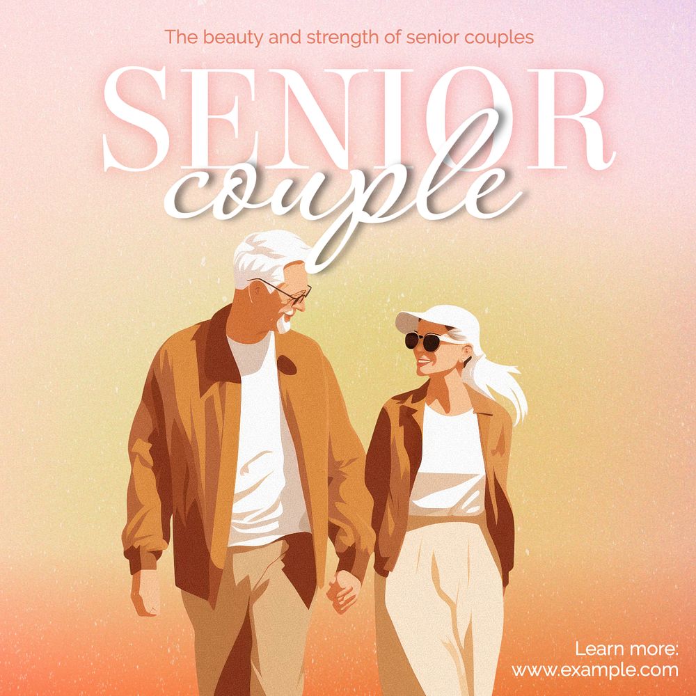 Senior couple Instagram post template, editable text