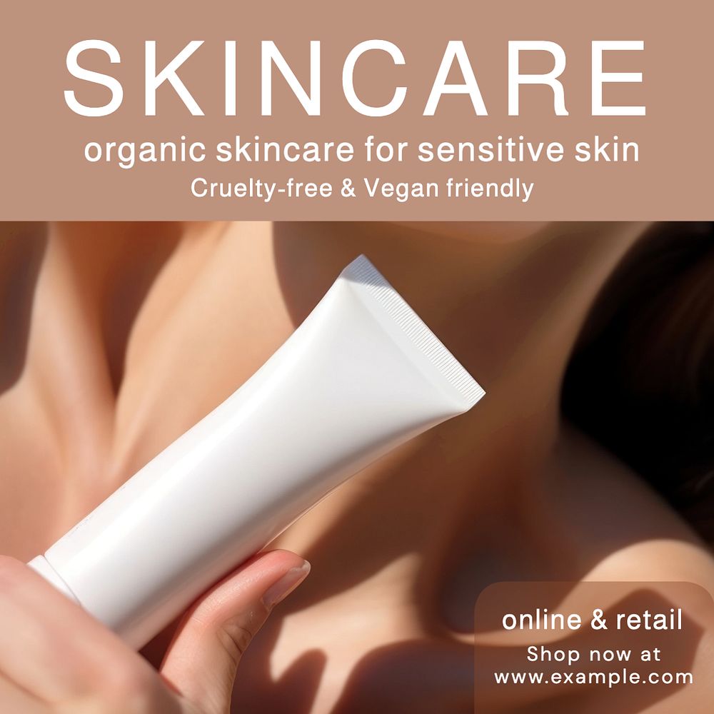 Organic skincare  Instagram post template, editable text