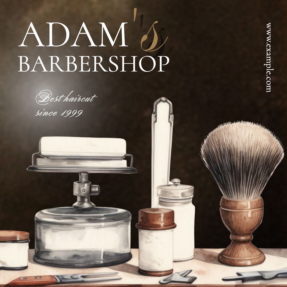 Barber shop Facebook post template, editable design