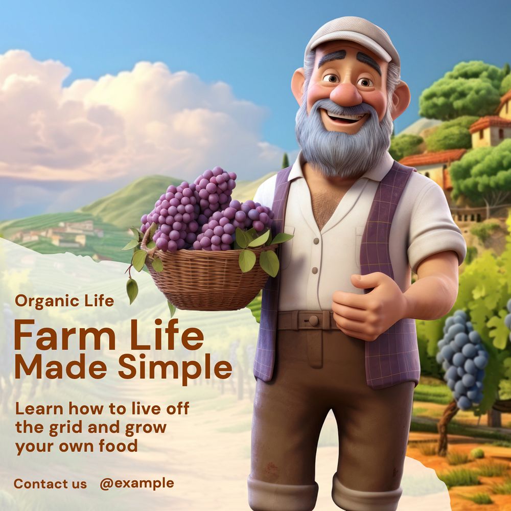 Farm life Instagram post template, editable text