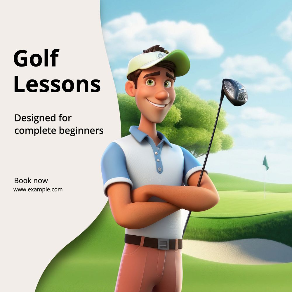 Golf lessons Instagram post template, editable text