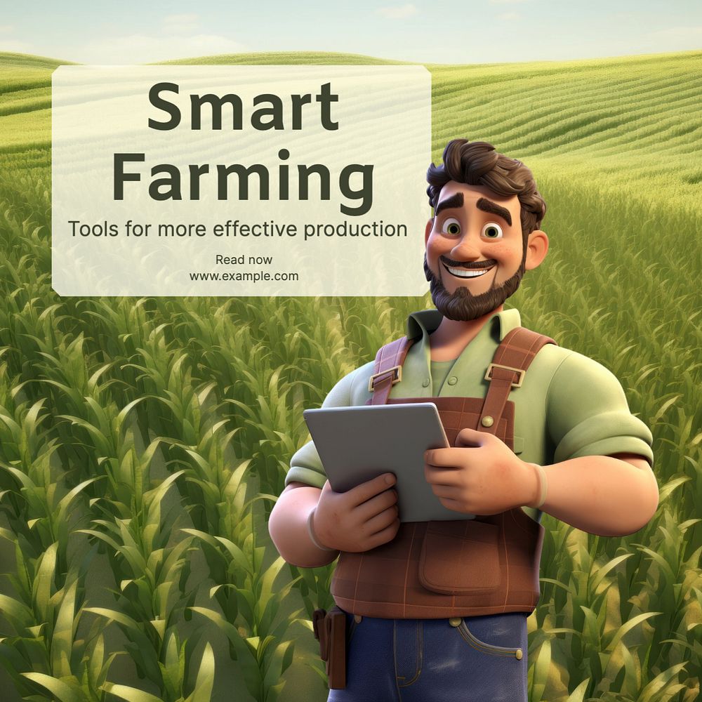 Smart farming Instagram post template, editable text