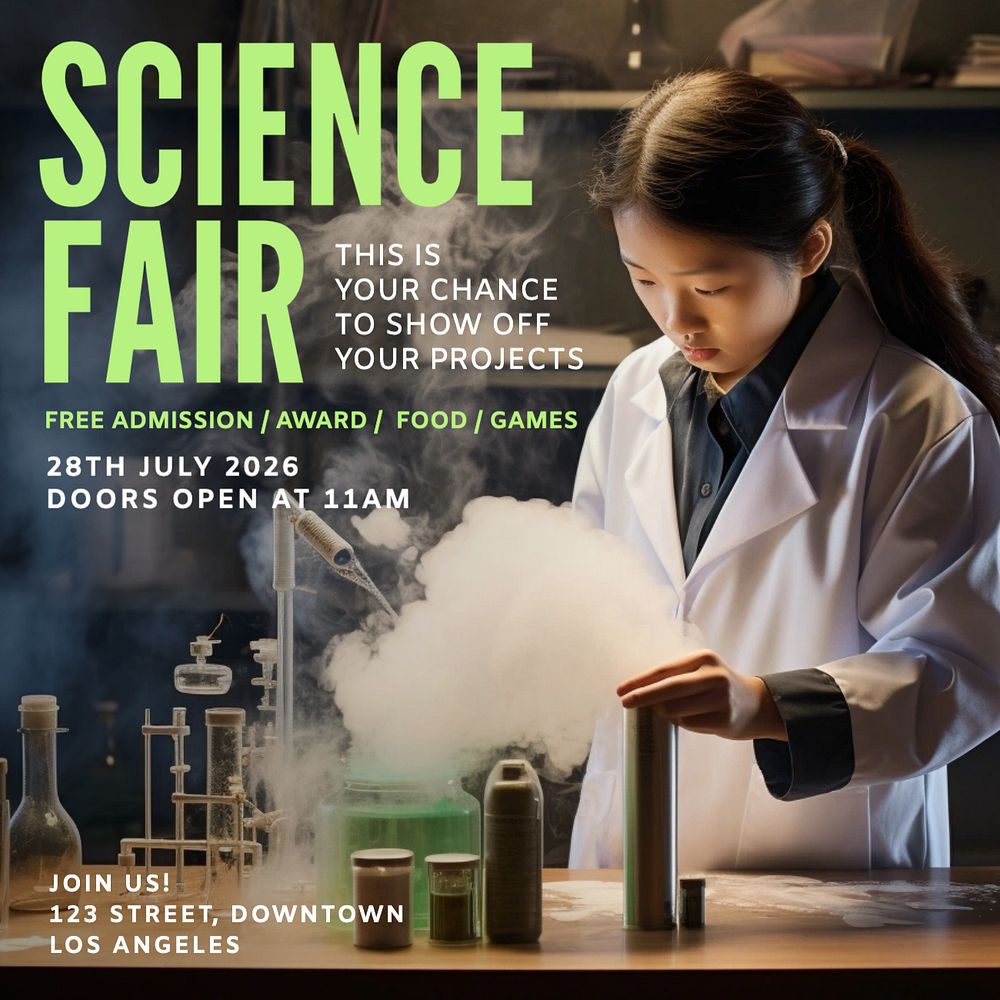 Science fair Instagram post template, editable text