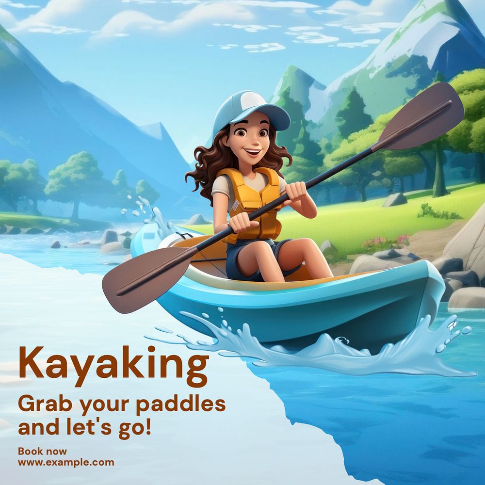 Kayaking Instagram post template, editable text