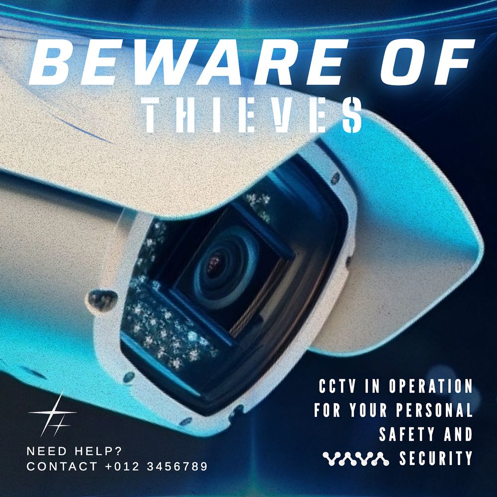 Beware of thieves Instagram post template, editable text