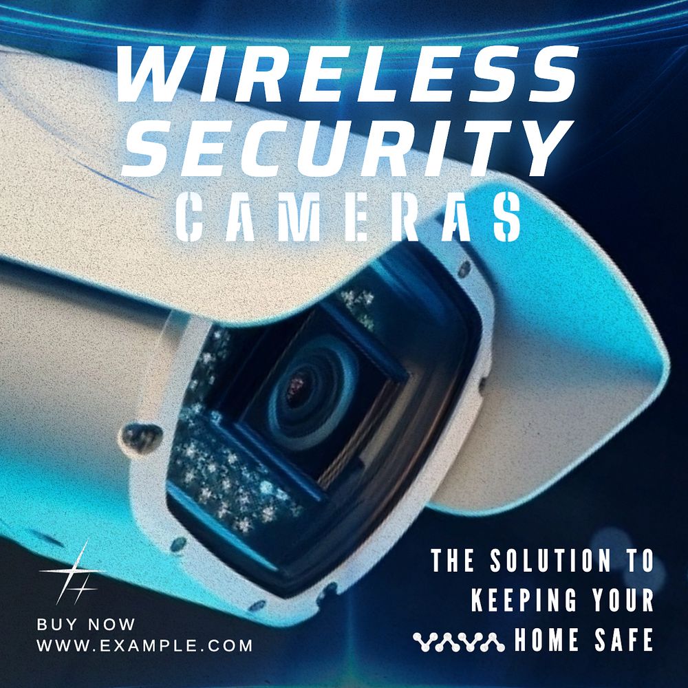 Security cameras Instagram post template, editable text