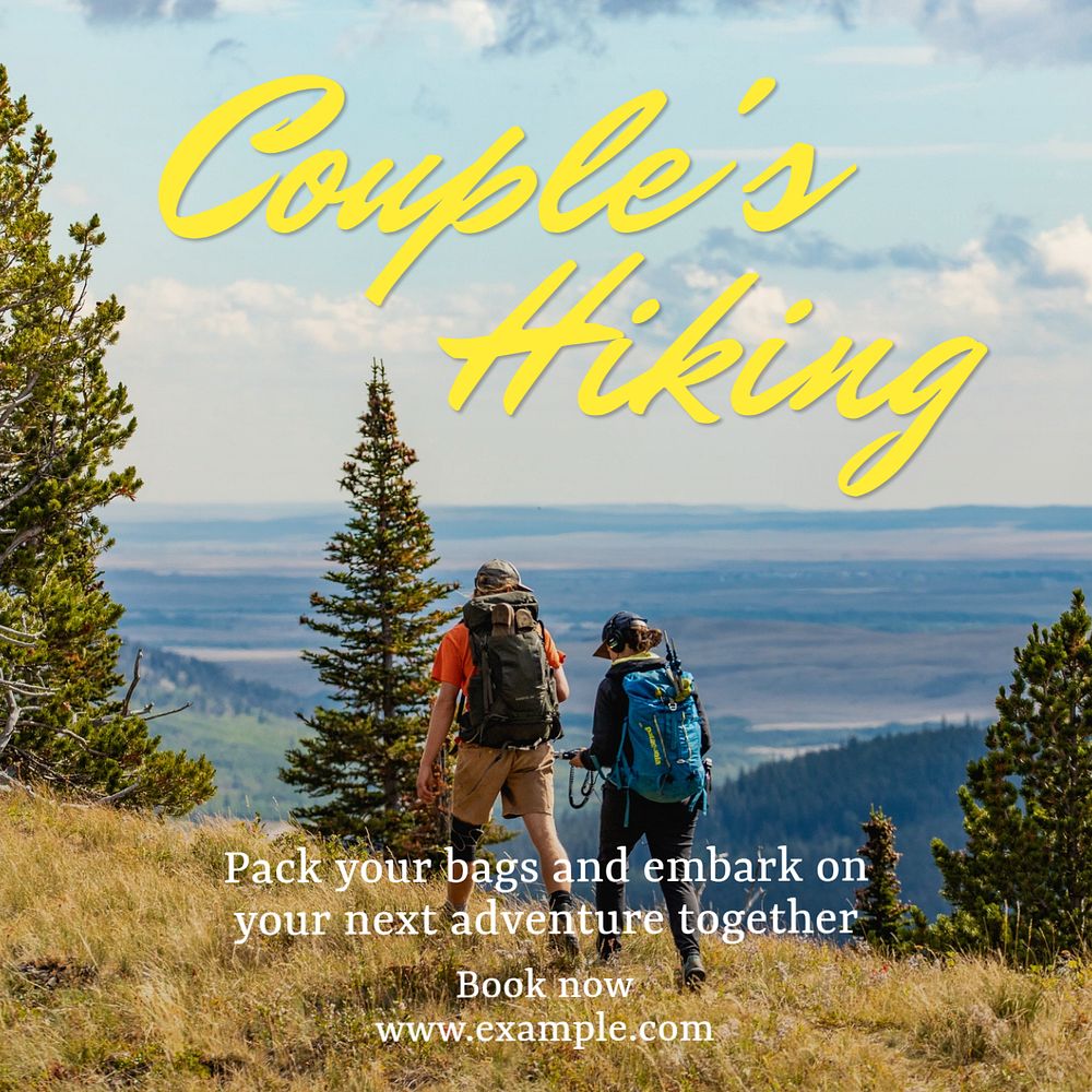 Couple's hiking Instagram post template