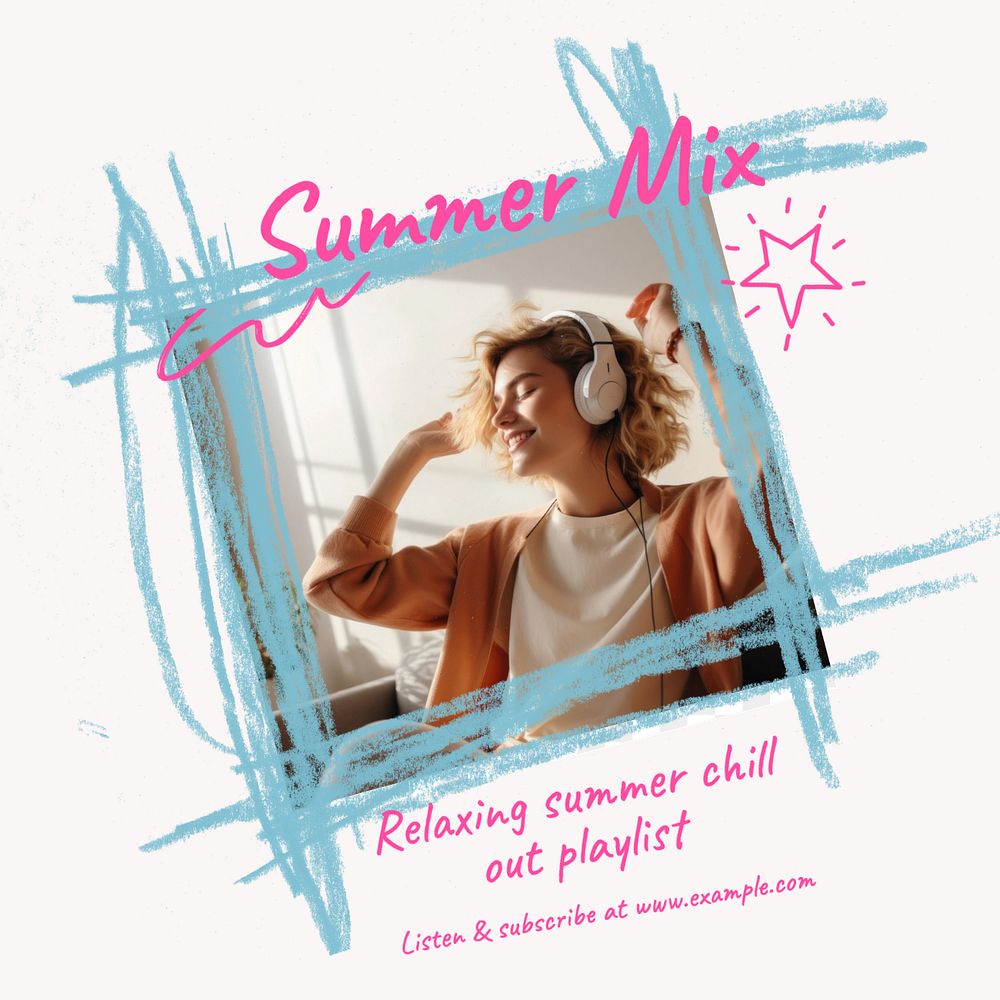 Summer mix playlist Instagram post template