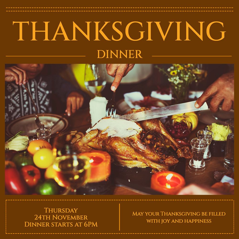 Thanksgiving dinner party Instagram post template