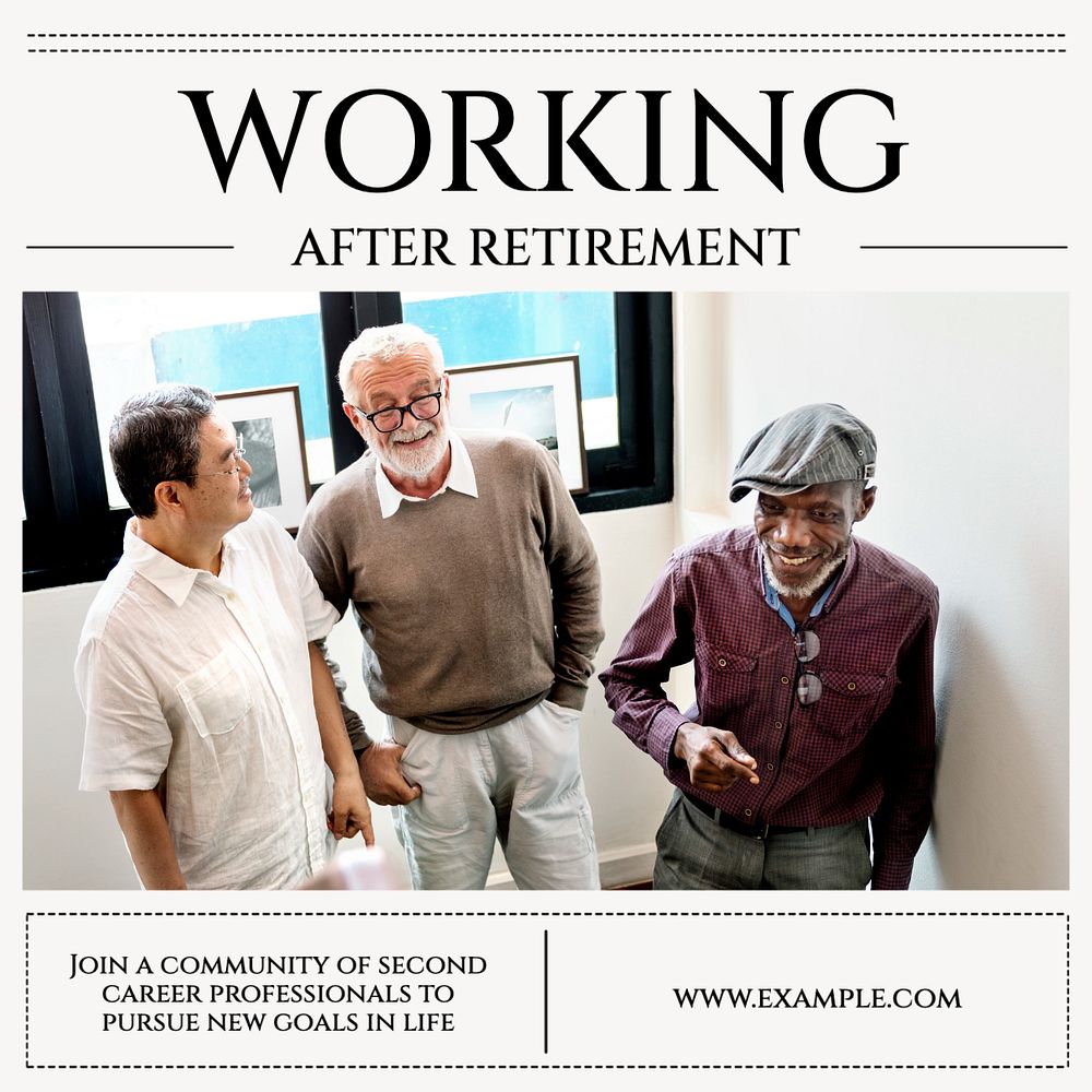 Working after retirement Instagram post template