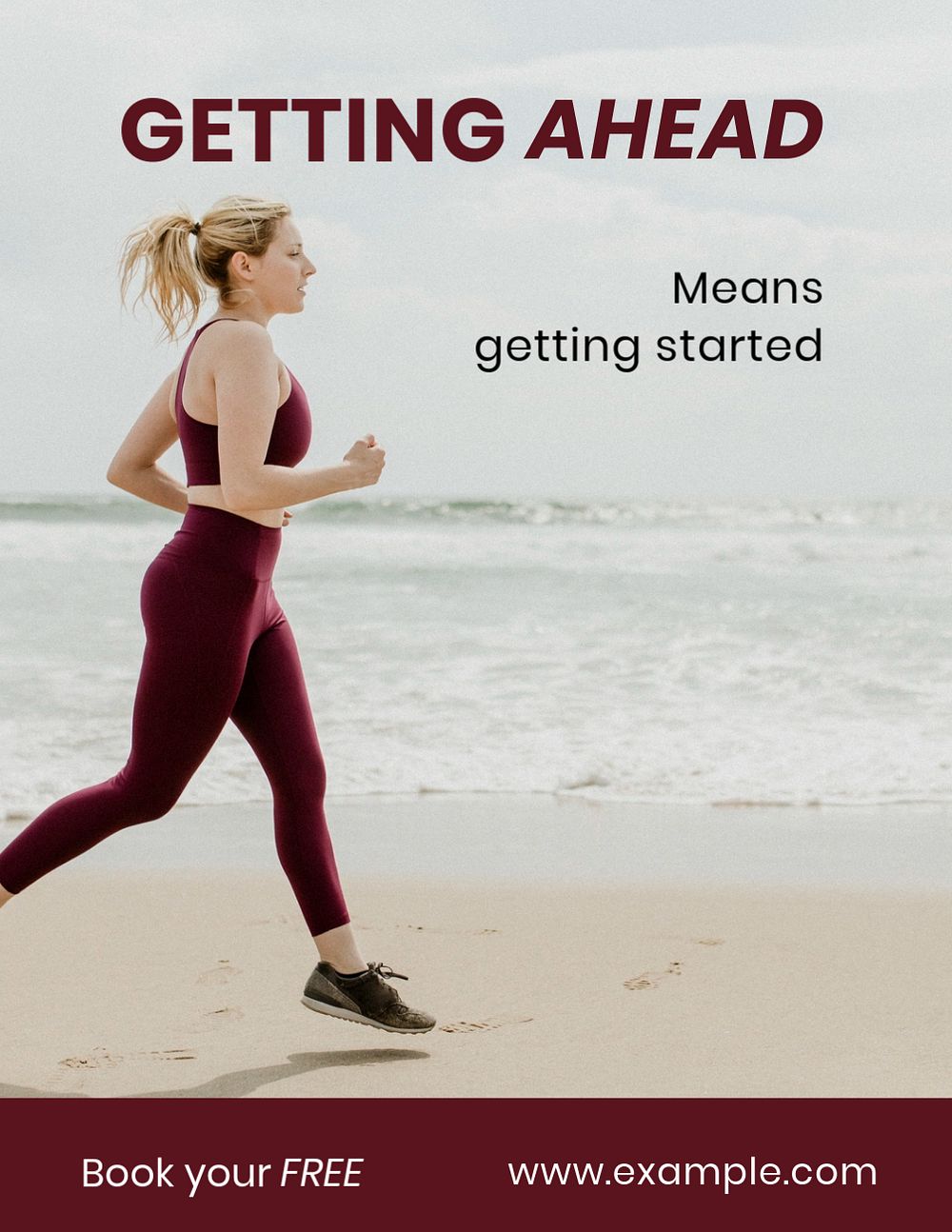 Jogging woman flyer template, wellness ad