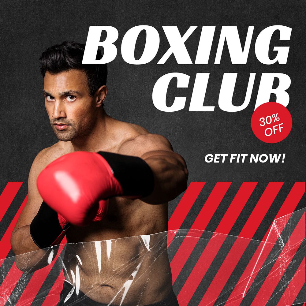 Boxing club Instagram post template, sports, gym advertisement