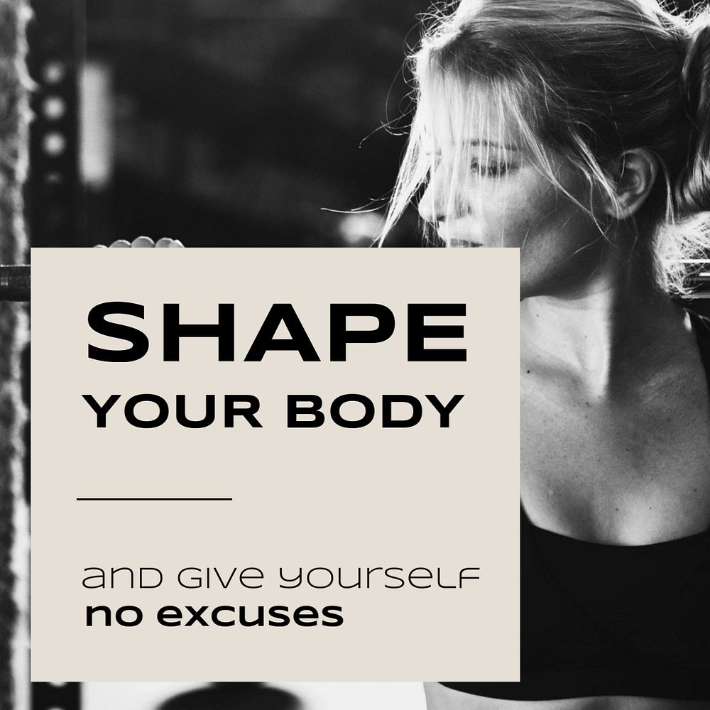 Lifting woman Instagram post template, fitness aesthetic