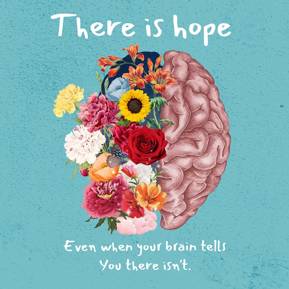 Beautiful mind Instagram post template, surreal mental health quote design
