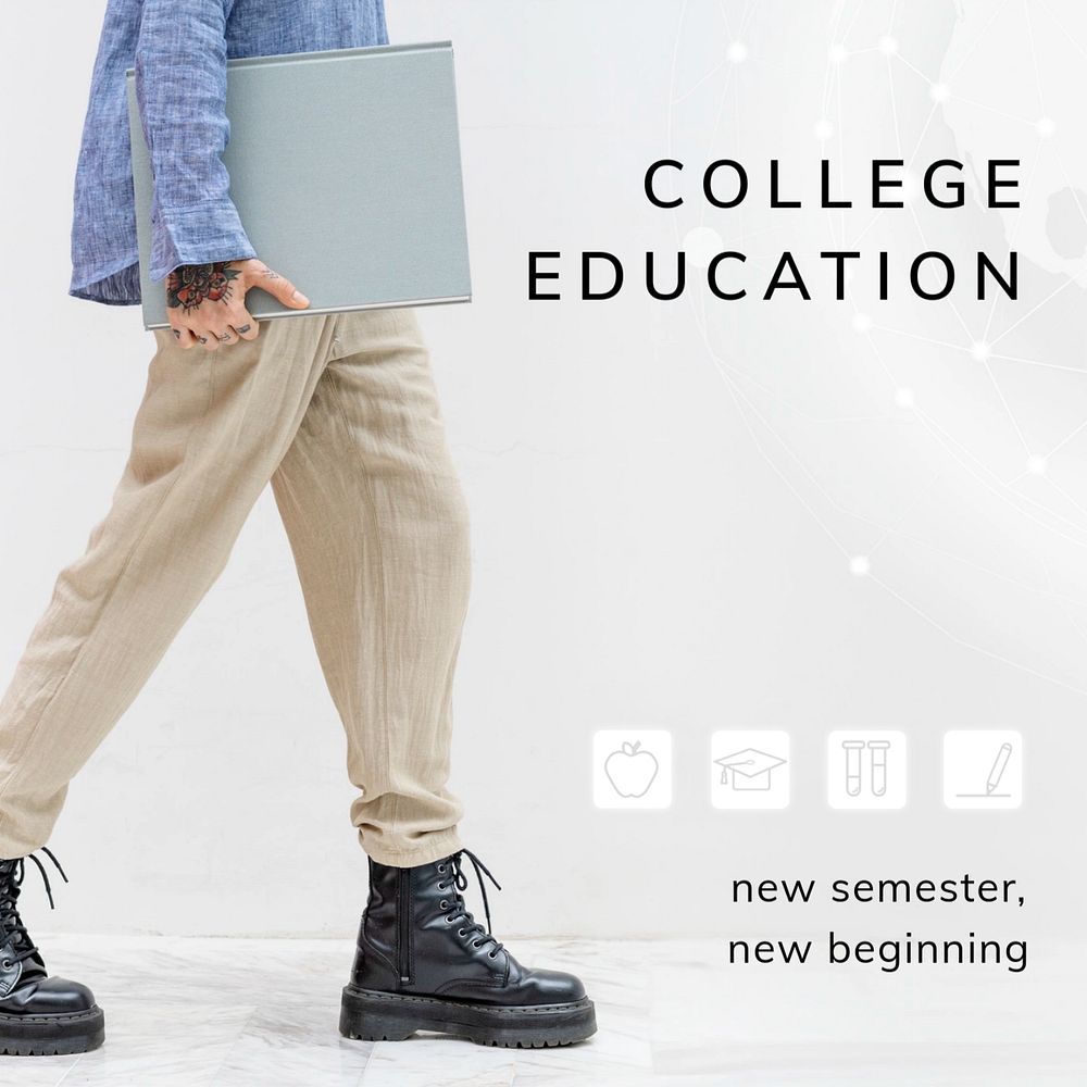 College education Instagram post template, modern remixed media