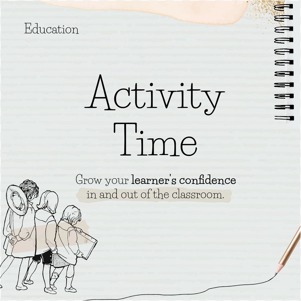 Activity time Instagram post template, education, learning