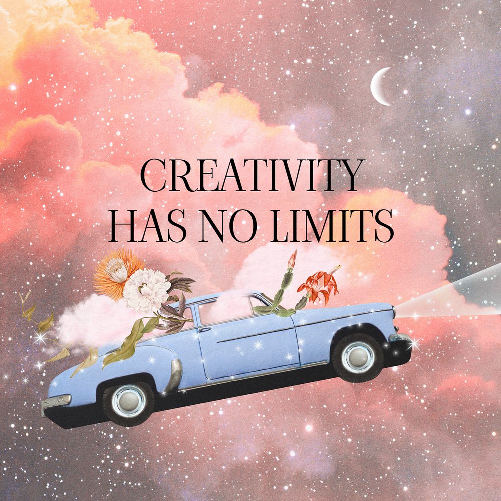 Aesthetic bling sky Instagram post template, collage art design