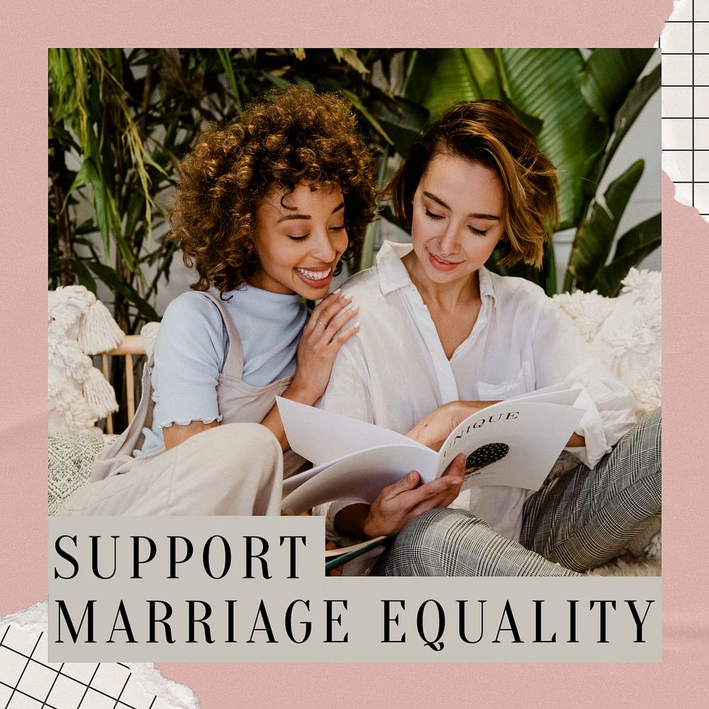 Marriage equality Instagram post template, Pride Month celebration