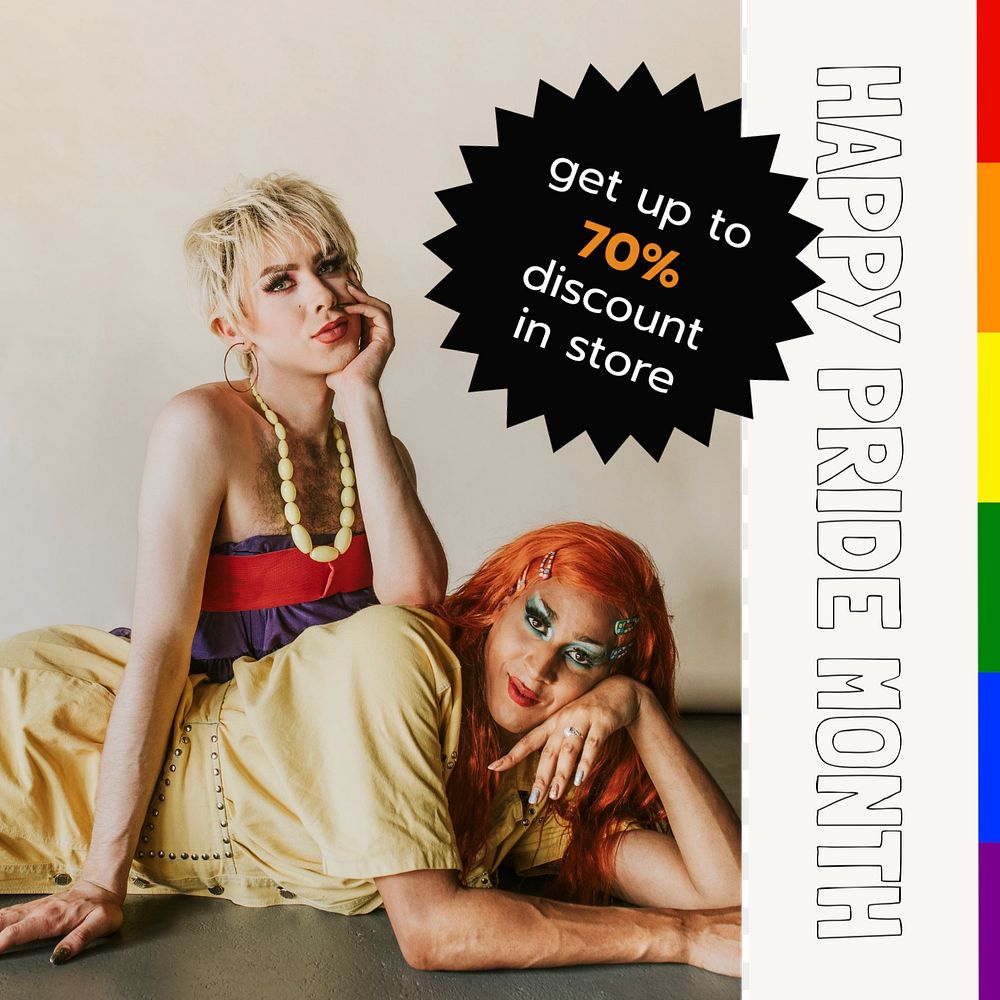 Pride sale Instagram post template, drag queens photo