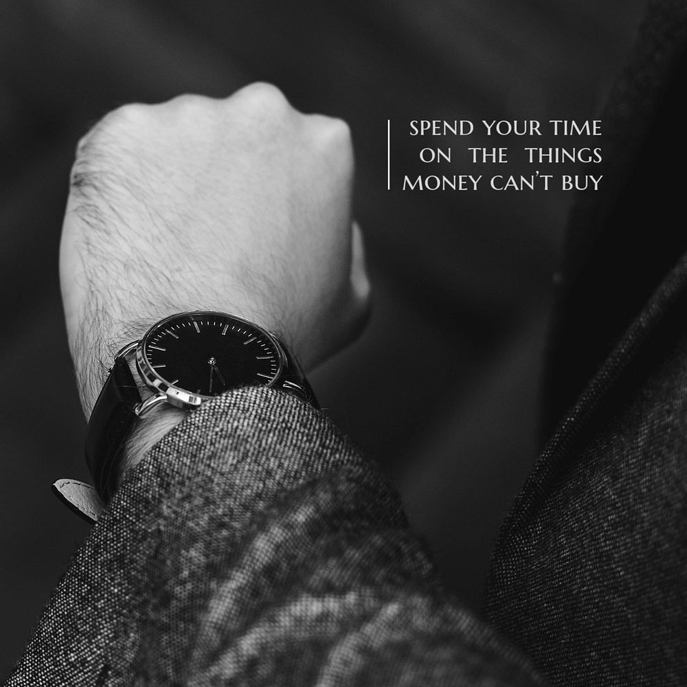 Businessman wristwatch Instagram post template, time quote