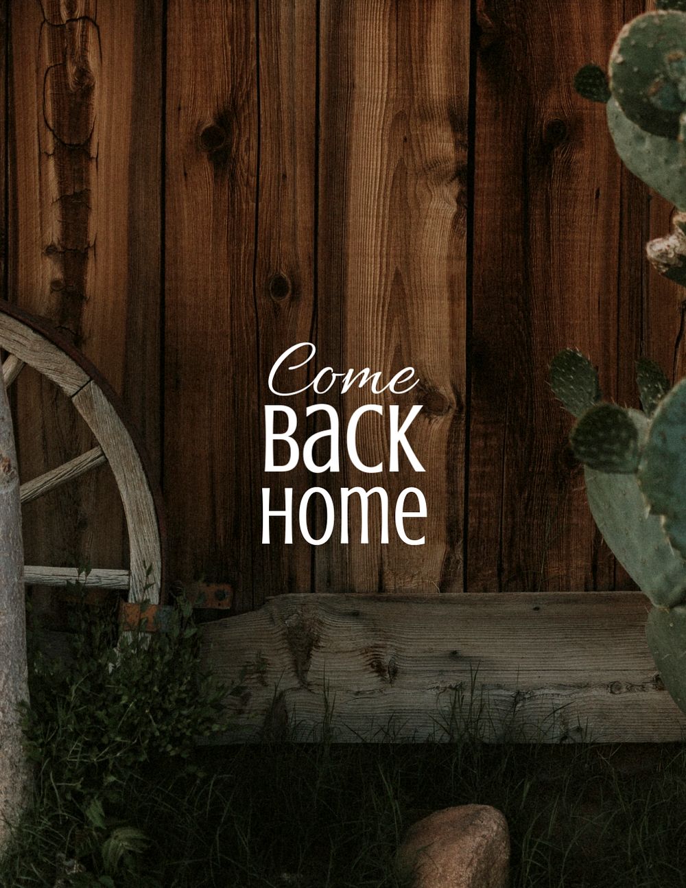 Cactus aesthetic flyer template, come back home quote