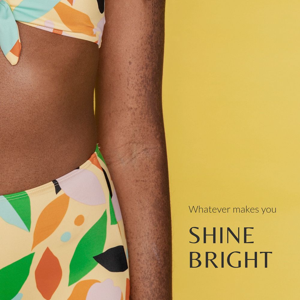 Summer vibes Instagram post template, bikini woman closeup photo