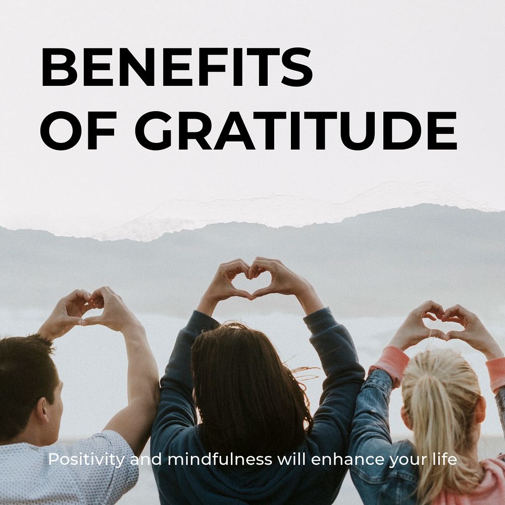 Gratitude, lifestyle Instagram ad template, editable social media post