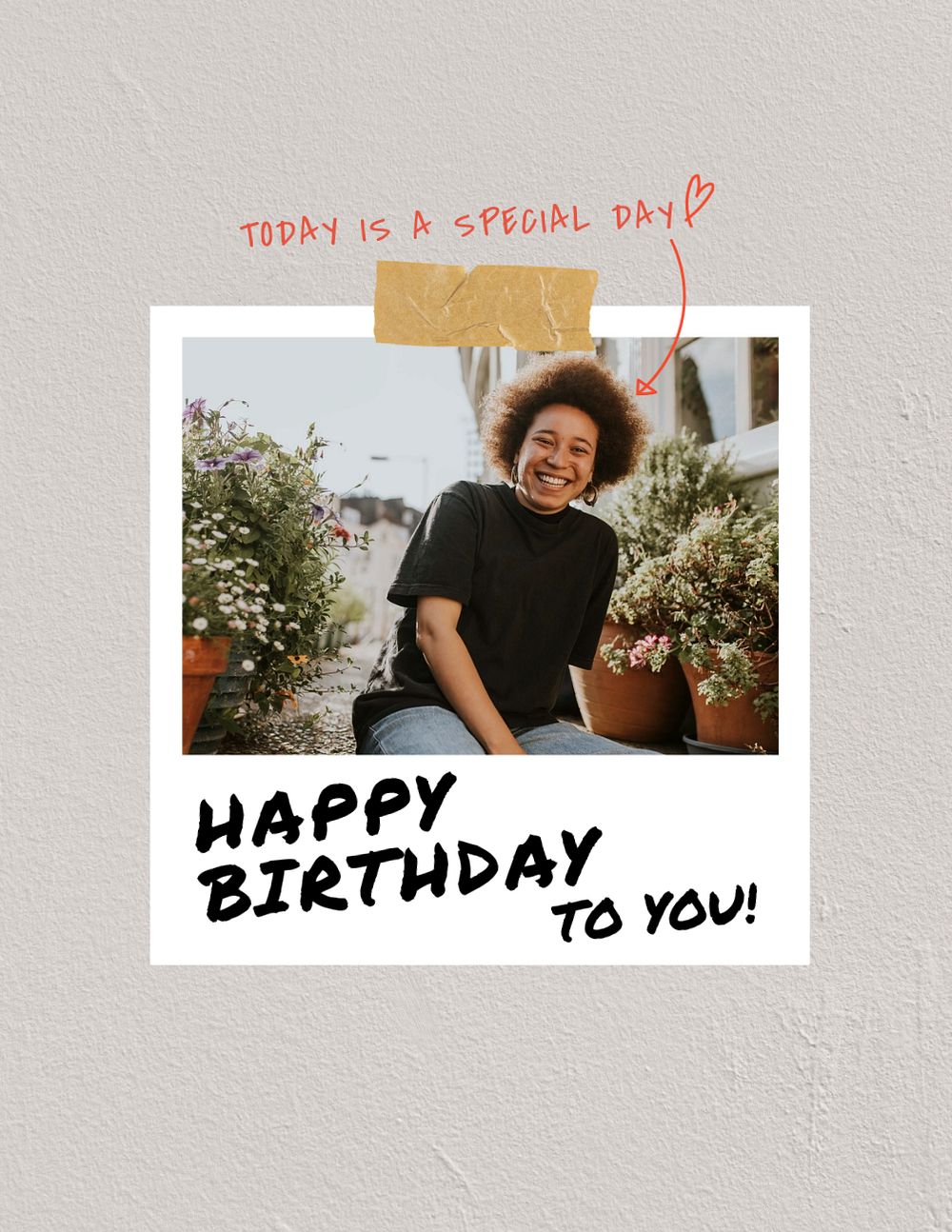 Happy Birthday flyer template, instant photo film frame