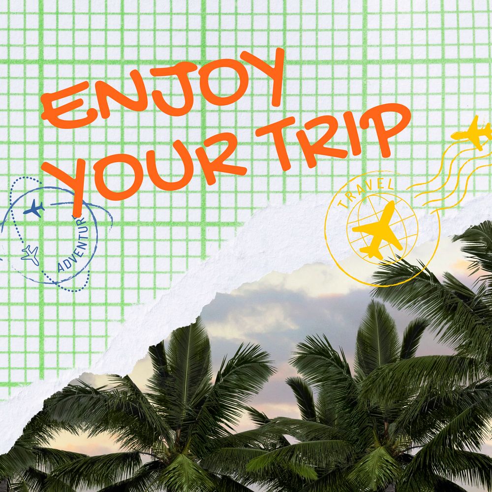 Tropical travel Facebook post template, summer vacation