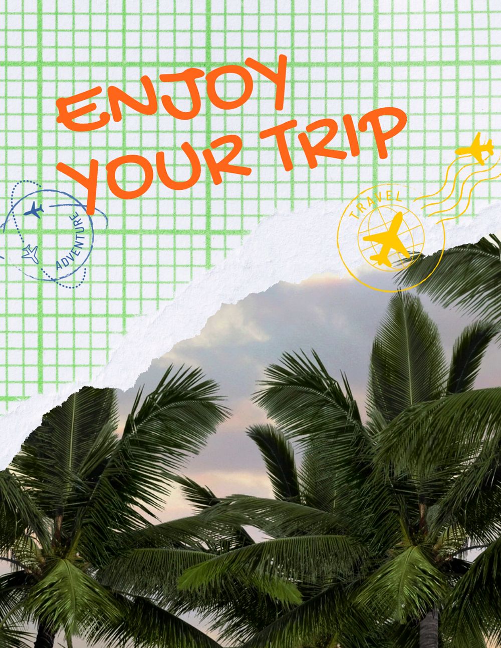 Tropical travel flyer template, summer vacation